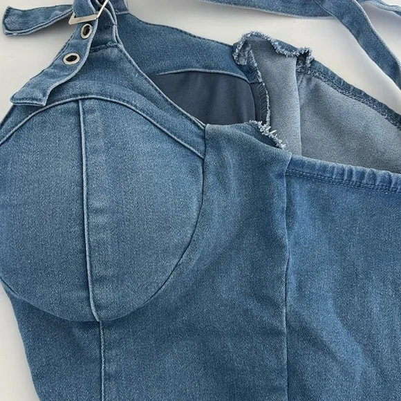 Edgy Streetwear BUNDLE (4) Bustier Shorts Tee Button Down Y2k Coquette Festival - Picture 12 of 16